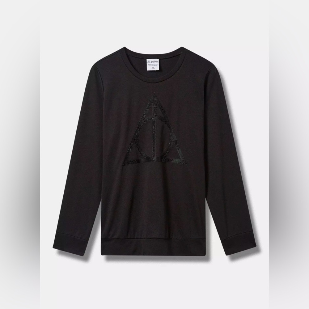 Torrid Torrid WB Harry Potter Deathly Hallows Ponte Beaded Sweatshirt 1X (14-16)